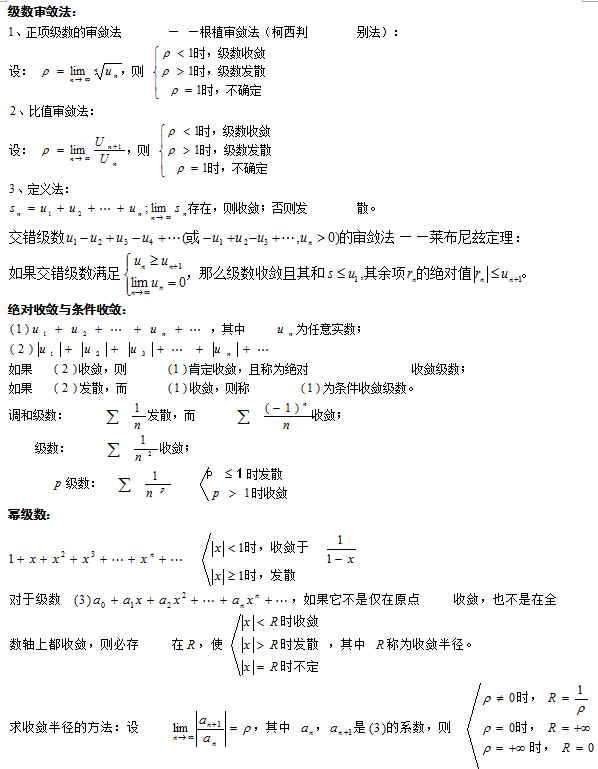 2020年江苏成人高考高等数学（一）重要公式大全